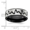 Chisel Stainless Steel Brushed Black IP-plated Heartbeat 8mm Band Ring - 4 of 4