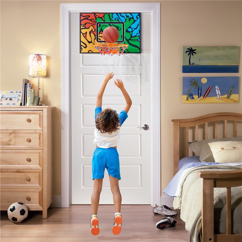 Yaheetech Over The Door Mini Basketball Hoop Set, Orange/Blue, 2 of 8