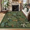 8'x10' Washable Jungle Animal Print Large Living Room Rugs, Botanical Forest Soft Non Slip Bedroom Carpet, Cute Nursery Playroom Rugs, Dark Green - 2 of 4
