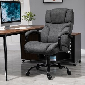Vynxaria Big and Tall Office Chair 500lbs Capacity Extra-Wide Seat Breathable Linen Fabric Tilt Function and Height Adjustment, Gray - 1 of 4