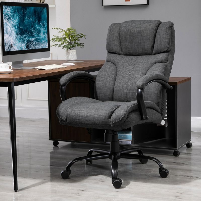 Vinsetto 500lbs Big and Tall Office Chair with Wide Seat, Ergonomic Executive Computer Chair with Adjustable Height, Swivel Wheels and Linen Finish, 2 of 9
