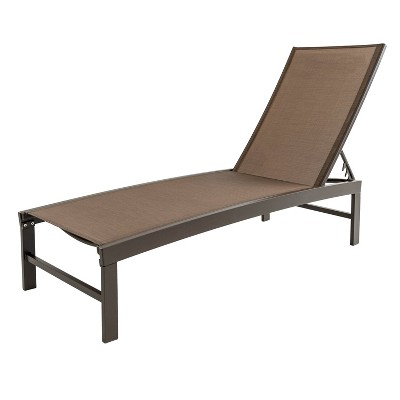 Outdoor Aluminum Adjustable Chaise Lounge Chair - Brown - Crestlive Products