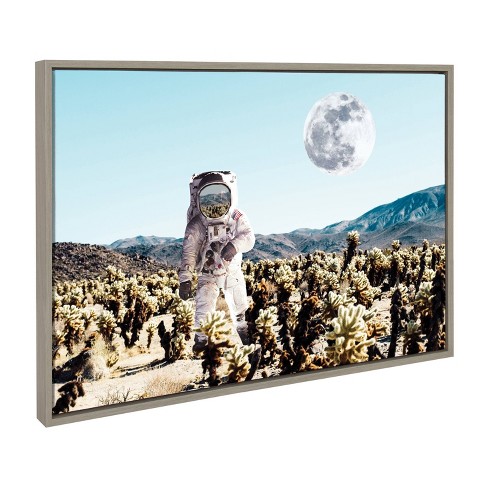 Kate & Laurel All Things Decor 23"x33" Sylvie Astronaut Planet Desert Moon Wall Art by July Art Prints Gray - image 1 of 4