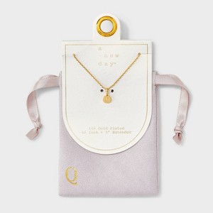 14K Gold Plated Round Initial Pendant Necklace - A New Day™ - 1 of 4