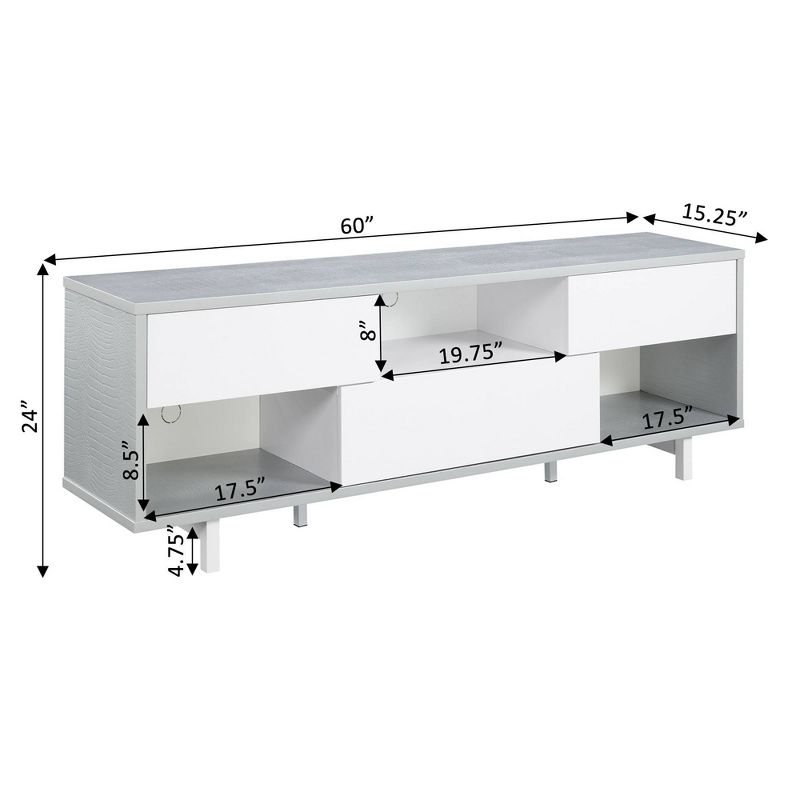 Newport Ventura TV Stand for TVs up to 60&#34; Gray Faux Croc/White - Breighton Home, 5 of 6