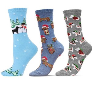 MeMoi 3 Pair Bundle Women's Holiday Crew Socks - 1 of 1