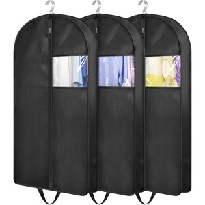 3 Pack Gusseted Hanging Garment Bags, Suit Covers with Handles for Closet Storage & Travel - 1 of 4