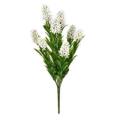 Vickerman 16" Artificial White Blazing Star Bush, UV Coated.