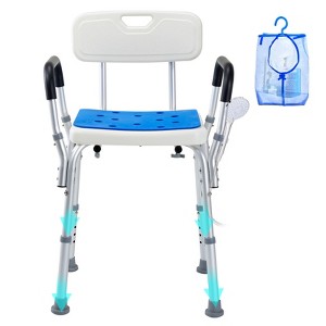 VEVOR Shower Chair, 400 lbs Capacity, Adjustable Height Shower Stool, Non-slip Bathroom Bench Bath Chair for Elderly Disabled Handicap，white+Blue - 1 of 4