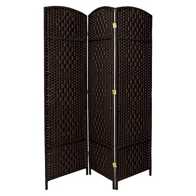 6 ft. Tall Diamond Weave Fiber Room Divider - Black (3 Panels)