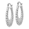 Black Bow Jewelry 4mm x 29mm Polished 14k White Gold Hollow Oval Shrimp Hoop Earrings - 2 of 4