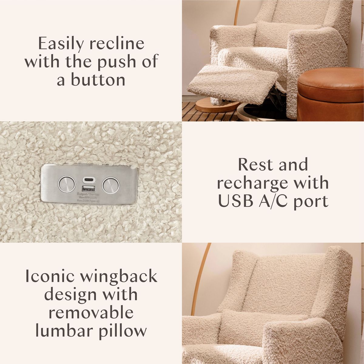 Babyletto Kiwi Electronic Recliner and Swivel Glider with USB port - thumbnail 3