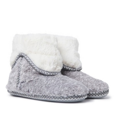 Cozy Leopard Faux Fur Women's Bootie Slipper in Grey Frost