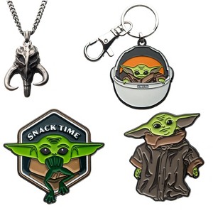 SalesOne LLC Star Wars: Mandalorian The Child "Baby Yoda" Bundle | Keychain, Necklace, Pins - 1 of 2