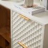 ORRD Modern Carved 3-Drawer Chest, Aluminum Frame, Glass Doors, Adjustable Feet, White - 4 of 4
