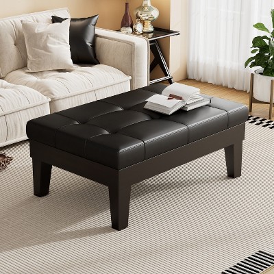 NicBex Modern Large Rectangular PU Leather Ottoman Coffee Table with Storage Drawer,Upholstered Wooden Center Table for Living Room