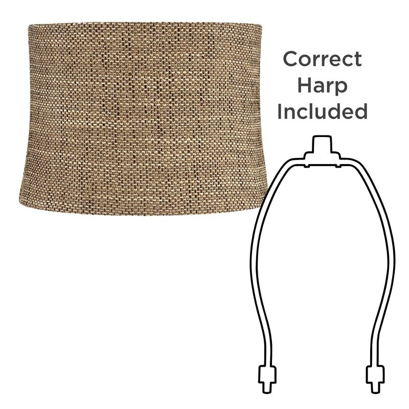 Springcrest Set of 2 Drum Lamp Shades Charcoal Brown Medium 13" Top x 14" Bottom x 10" High Spider Replacement Harp Finial Fitting, 5 of 7