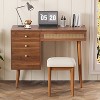 Makeup Vanity Desk Vanity Table Bohemian Dressing Table Set with Cushioned Stool, 3 Color Lighted Mirror & Flip-Top Tabletop, Walnut - ModernLuxe - 3 of 4