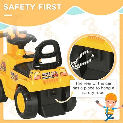 Yellow and Black Kids Ride-On Excavator with Storage