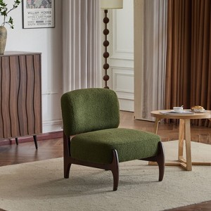 25.5" Modern Boucle Lounge Chair with Solid Wood Frame, Soft and Durable Boucle Upholstery, Perfect for Living Room, Bedroom, or Office - 1 of 4