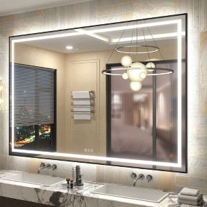 Apmir Super Bright Front & Back LED Lighted Anti-Fog Aluminum Alloy Framed Tempered Glass Bathroom/Vanity Mirror with ETL & 3-Year Warranty - 1 of 4