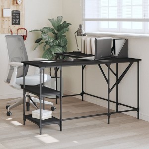 vidaXL Desk Black 54.7 in.x54.7 in.x29.5 in. Engineered Wood - 1 of 4