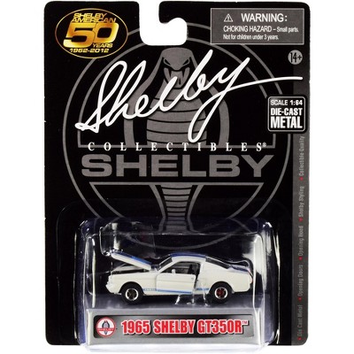 1965 Ford Mustang Shelby GT350R White w/Blue Stripes "Shelby American 50 Years" 1/64 Diecast Model Car by Shelby Collectibles