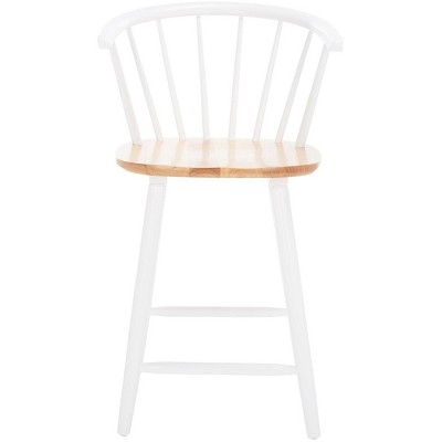 Natural and White Rubber Wood Counter Stool Set