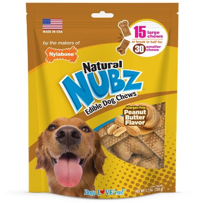 Nylabone Nubz Peanut Butter Large Chews Dog Treats - 15ct