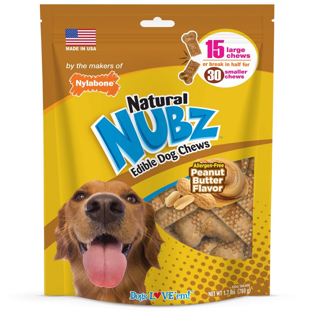Nylabone Nubz Natural Dog Treats AllergenFree Peanut Butter Flavor 15 Count  1ea/Large - PDS-018214850120