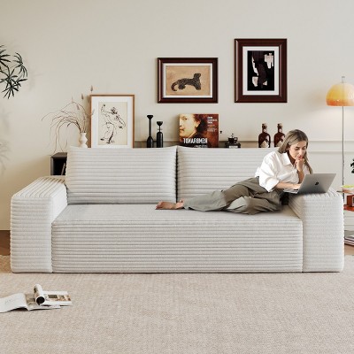 63" Comfy Loveseat with Corduroy Fabric and Deep Seat for Living Room,Bedroom,and Apartment - The Pop Home