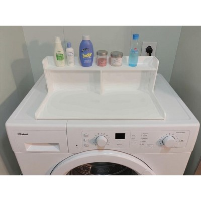 Washer Dryer Countertop, Wood Laundry Countertop with 2.75" h Edge Rails, Waterproof Washer Dryer, Cover with Anti-Slip Pads