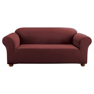 Stretch Subway Loveseat Slipcover Burgundy - Sure Fit, Red
