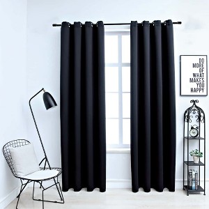 Aghana Digitals 2-Pack Black Polyester Blackout Curtains with Metal Rings, 55.1x88.6" - Light - 1 of 4