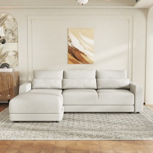 Removable Back Cushion L-Shaped Modular Sofa with 3 Pillows, Fits Living Rooms, Offices, and Apartments - 1 of 3