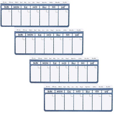 4 Packs Magnetic Dry Erase Polka Dot Refrigerator Calendar Reminders To Do list for Whiteboards Fridges Lockers, White Blue, 11 x 4.2 inches