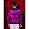 Lars Amadeus Men's Long Sleeves Zip Up Sparkle Metallic Sequins Hoodie Jackets - 3 of 4