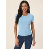 Seta T Women's Casual Cap Sleeve Knit Crewneck Basic Summer Solid Color Blouse - 2 of 4