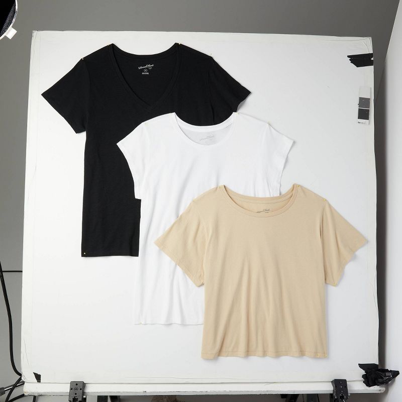 Women's 3pk Slim Fit Short Sleeve T-Shirt - Universal Thread™ White/Beige/Black, 6 of 9