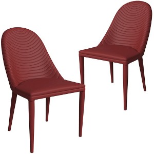 LeisureMod Dining Chair Upholstered in Leather with Metal Legs Set of 2 Seville Collection - 1 of 4