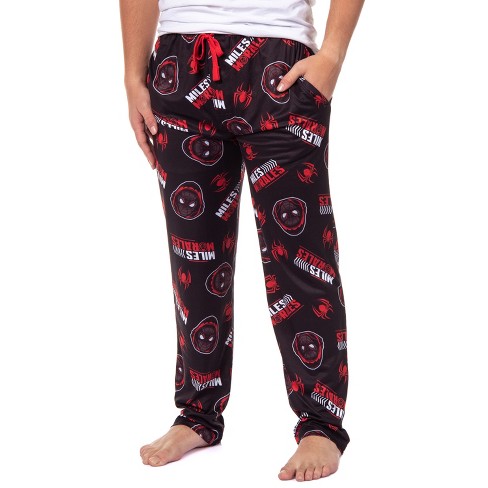 Marvel Spiderman Miles Morales Men's Allover Pattern Adult Pajama Pants  (MD) Black