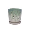 VisioGear 2PCS Ceramic Flowerpot with Drainage Hole, 8" Modern Planter for Patio, Garden, Windowsill, White&Green, 7.49"*7.49"*8.08" - 2 of 4
