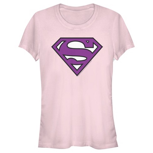 Juniors Womens Superman Classic Purple Logo T-shirt - Light Pink - X Large  : Target