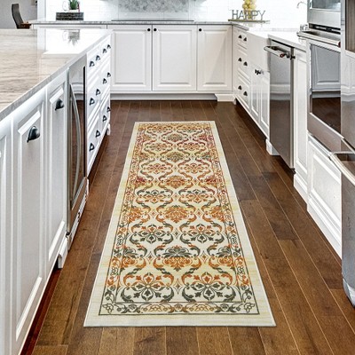 WhizMax Modern Rugs Floral Print Mat Non-Slip Boho Low Pile Non-Shedding Carpet