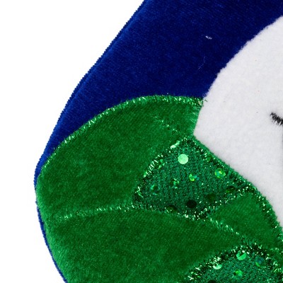 Royal Blue Velveteen Snowman Christmas Stocking with White Cuff