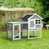 Skyzone 55" L 2-Tier Fir Wood Rabbit Hutch with Asphalt Roof, Slide-Out Tray & Lockable Doors for - 3 of 4