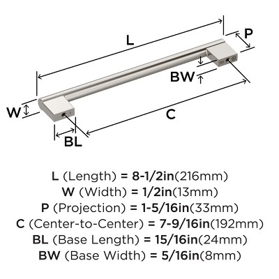 Satin Nickel 7-9/16" Modern Industrial Bar Pull