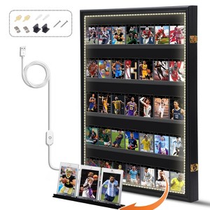 MUKE Lockable LED Graded Sports Card Display Case with 98% UV Protection, Clear Acrylic Wall Mount for Baseball, Football & Trading Cards - 1 of 4