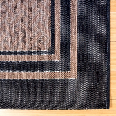 Chestnut and Black Rectangular Synthetic Flat Woven Outdoor Rug