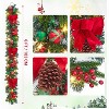 6ft Prelit Christmas Garland, Pre Lit Xmas Garland with 20 LED Lights Red Green Balls & Velvet Bow for Mantel Fireplace Stairs Railing Decorations - 3 of 4
